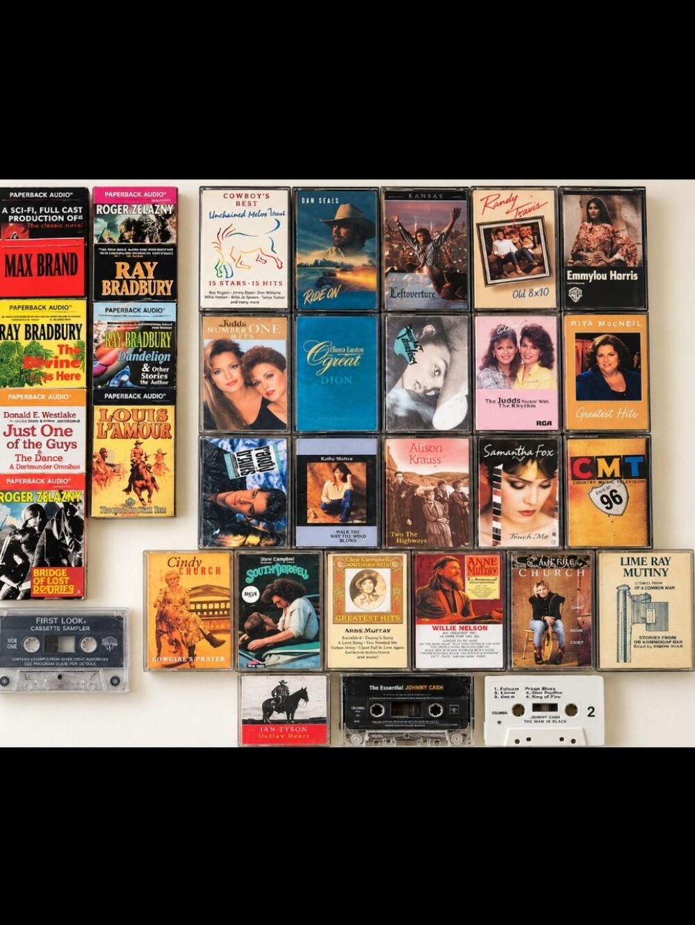 Vintage Cassette Tape Collection And Cassette Carrying Cases